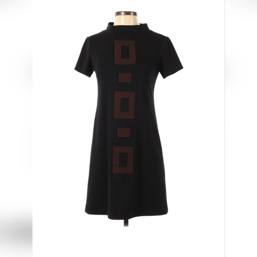 Muse Black and Brown A-line Mini Dress for Work